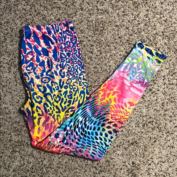 Size 12-14 bright multicolored animal print leggings - Picture 1 of 3